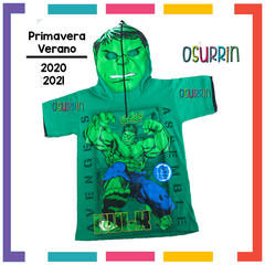 Remera de algodón con máscara HULK y estampa de Personajes. T4 al 14.