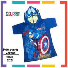 Remera de algodón con máscara CAPITAN AMERICA y estampa de Personajes. T4 al 14. - comprar online