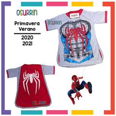 Remeras de algodón HOMBRE ARAÑA con CAPA estampa. T4 al 12