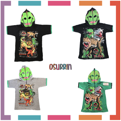 Remera de algodón con máscara DINOSAURIO y estampa de Personajes. T4 al 14. - comprar online