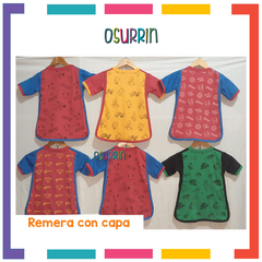 Remeras de algodón con CAPA estampa SUPER HEROES. T4 al 12 - comprar online