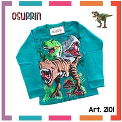 Remera algodón manga larga estampa clásica de personajes: Dinosaurio T Rex - comprar online