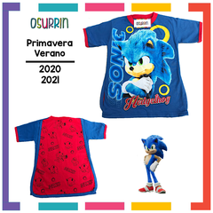 Remeras de algodón SONIC con CAPA estampa PERSONAJES. T4 al 12 - comprar online