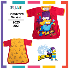 Remeras de algodón BART SIMPSON con CAPA estampa SUPER HEROES. T4 al 12