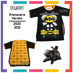 Remeras de algodón BATMAN con CAPA estampa SUPER HEROES. T4 al 12. - comprar online