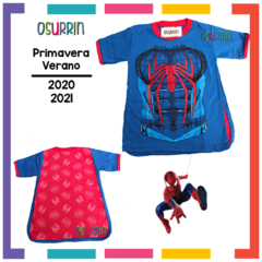 Remeras de algodón HOMBRE ARAÑA con CAPA estampa. T4 al 12 - OSURRIN