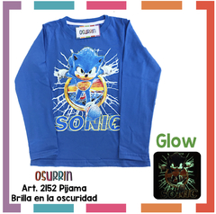 Imagen de Pijama SONIC estampa GLOW que BRILLA en la oscuridad 100% algodón peinado premium