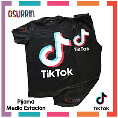 ¡PROMO! Pijama media estación Tik Tok Remera manga corta + Pantalón largo