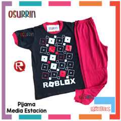 ¡Promo! Pijama media estación Roblox Remera manga corta + Pantalón largo