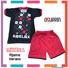 Pijama Verano ROBLOX Remera + Short estampa GLOW que BRILLA en la oscuridad 100% algodón peinado premium en internet