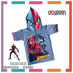 Remera de algodón con máscara HOMBRE ARAÑA y estampa de Personajes. T4 al 14.