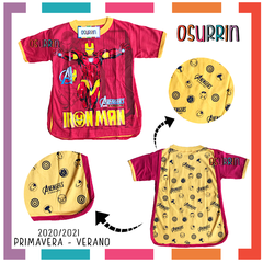 Remeras de algodón con CAPA estampa SUPER HEROES. T4 al 12 - OSURRIN