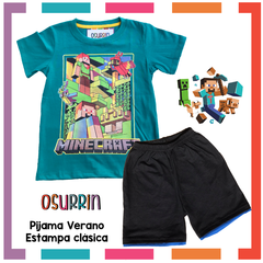 Pijama Verano MINECRAFT Remera + Short estampa CLÁSICA 100% algodón peinado premium. en internet