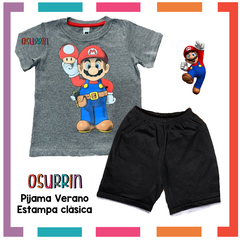 Pijama Verano MARIO BROSS Remera + Short estampa CLÁSICA 100% algodón peinado premium. - comprar online