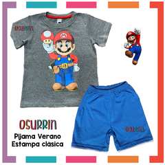 Pijama Verano MARIO BROSS Remera + Short estampa CLÁSICA 100% algodón peinado premium. en internet