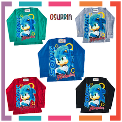 Remera algodón manga larga estampa clásica de personajes: Sonic