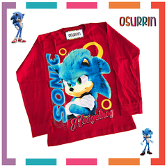 Remera algodón manga larga estampa clásica de personajes: Sonic - tienda online