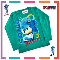 Imagen de Remera algodón manga larga estampa clásica de personajes: Sonic