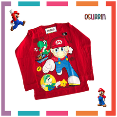 Remera algodón manga larga estampa clásica de personajes: Mario Bros - OSURRIN