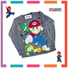 Remera algodón manga larga estampa clásica de personajes: Mario Bros - tienda online