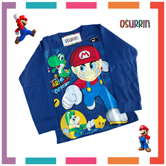 Remera algodón manga larga estampa clásica de personajes: Mario Bros en internet