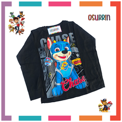 Remera algodón manga larga estampa clásica de personajes: Paw Patrol / Patrulla Canina / Chase / Marshall / - OSURRIN