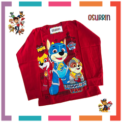 Imagen de Remera algodón manga larga estampa clásica de personajes: Paw Patrol / Patrulla Canina / Chase / Marshall /