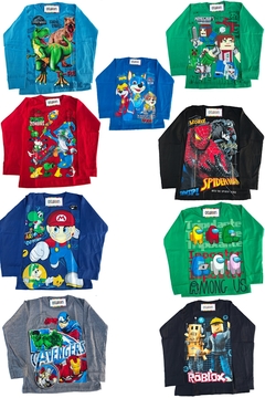 Remera algodón manga larga estampa clásica de personajes: Paw Patrol / Patrulla Canina / Chase / Marshall /