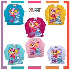 Remera algodón manga larga estampa clásica de personajes: Skye - Everest - Paw Patrol - Patrulla Canina