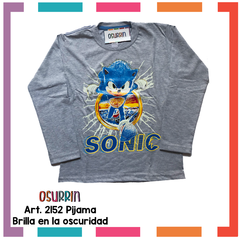 Pijama SONIC estampa GLOW que BRILLA en la oscuridad 100% algodón peinado premium - tienda online