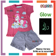 PIJAMA VERANO UNICORNIO REMERA + SHORT ESTAMPA GLOW QUE BRILLA EN LA OSCURIDAD 100% ALGODÓN PEINADO PREMIUM en internet