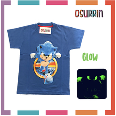 Remera SONIC que BRILLA en la oscuridad 100% algodón peinado premium en internet