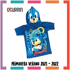 Remera m/c SONIC de algodón con MASCARA estampada. T4 al 14. - OSURRIN