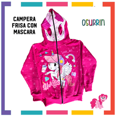 ¡PROMO! ¡Ultimos! Campera UNICORNIO doble frisa capucha con máscara y bolsillos. T4 al 12. - comprar online