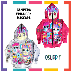 ¡PROMO! Campera LOL SURPRISE doble frisa capucha con máscara y bolsillos. T4 al 12.