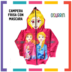 ¡PROMO! Campera FROZEN - ELSA doble frisa capucha con máscara y bolsillos. T4 al 12.