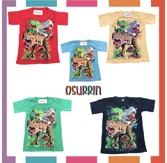 Remera algodón manga corta estampa clásica DINOSAURIO de personajes