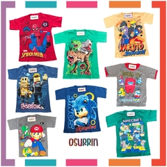 Remera algodón manga corta estampa clásica de personajes