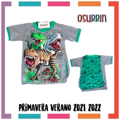 Remeras de algodón DINOSAURIO con CAPA estampa PERSONAJES. T4 al 12 - tienda online