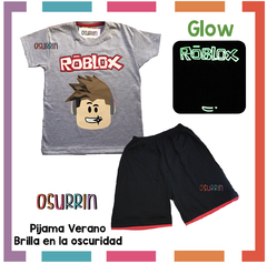 Pijama Verano ROBLOX Remera + Short estampa GLOW que BRILLA en la oscuridad 100% algodón peinado premium - comprar online