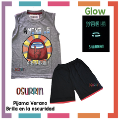 Pijama Verano AMONG US Musculosa + Short estampa GLOW que BRILLA en la oscuridad 100% algodón peinado premium - comprar online