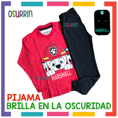 Pijama MARSHALL Patrulla Canina Paw Patrol estampa GLOW que BRILLA en la oscuridad 100% algodón peinado premium - comprar online