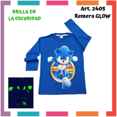 Remera SONIC que BRILLA en la oscuridad 100% algodón peinado premium