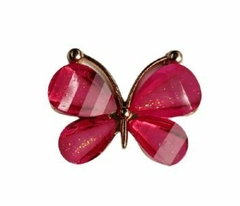 APLIQUE BORBOLETA METAL PEDRARIA PINK - 2 UNIDADE