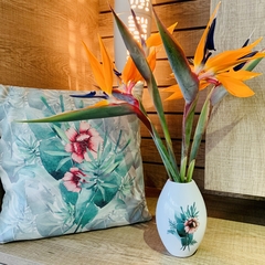 Kit Floral Tropical Vaso + Almofada - Silvia Augusta França