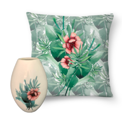 Kit Floral Tropical Vaso + Almofada