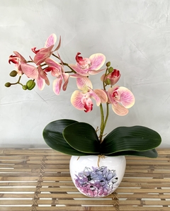 Vaso Aqua Rosa com flores permanentes - comprar online