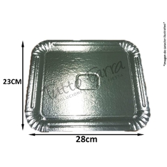 Bandeja Carton Rectangular Plateada Premiun N 3 (23X28 Cm)