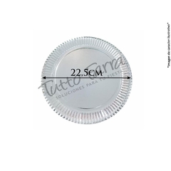 Bandeja Carton Redonda Plateada Premium N 3 22.5Cm