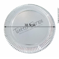 Bandeja Carton Redonda Plateada Premium N 8 38.5Cm